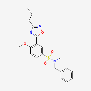 molecular formula C20H23N3O4S B7695002 N-benzyl-4-methoxy-N-methyl-3-(3-propyl-1,2,4-oxadiazol-5-yl)benzenesulfonamide 