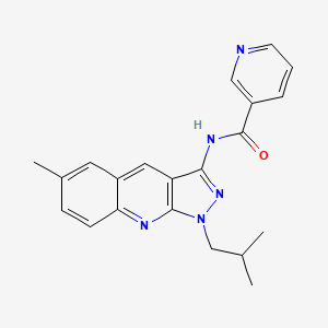 molecular formula C21H21N5O B7695023 N-(1-isobutyl-6-methyl-1H-pyrazolo[3,4-b]quinolin-3-yl)nicotinamide 