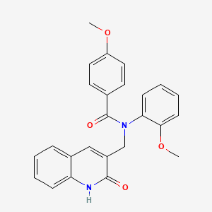 molecular formula C25H22N2O4 B7695038 N-((2-hydroxyquinolin-3-yl)methyl)-4-methoxy-N-(2-methoxyphenyl)benzamide 