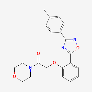 molecular formula C21H21N3O4 B7695039 1-morpholino-2-(2-(3-(p-tolyl)-1,2,4-oxadiazol-5-yl)phenoxy)ethanone 