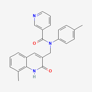 molecular formula C24H21N3O2 B7695045 N-((2-hydroxy-8-methylquinolin-3-yl)methyl)-N-(p-tolyl)nicotinamide 