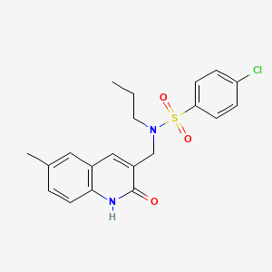 molecular formula C20H21ClN2O3S B7695053 4-chloro-N-((2-hydroxy-6-methylquinolin-3-yl)methyl)-N-propylbenzenesulfonamide 