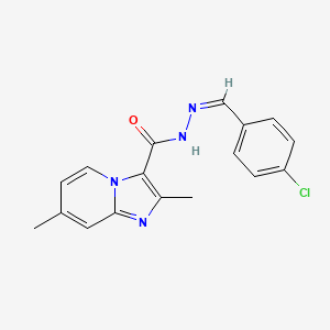 molecular formula C17H15ClN4O B7695072 (Z)-N'-(4-chlorobenzylidene)-2,7-dimethylimidazo[1,2-a]pyridine-3-carbohydrazide 
