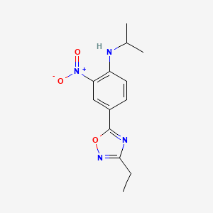 molecular formula C13H16N4O3 B7695085 4-(3-ethyl-1,2,4-oxadiazol-5-yl)-N-isopropyl-2-nitroaniline 