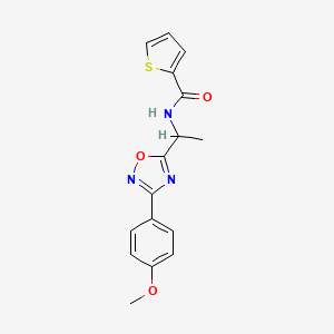 molecular formula C16H15N3O3S B7695087 N-(1-(3-(4-methoxyphenyl)-1,2,4-oxadiazol-5-yl)ethyl)thiophene-2-carboxamide 