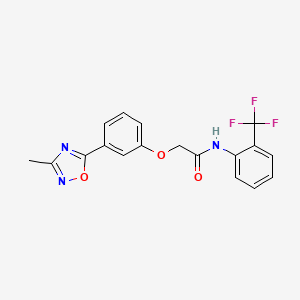 molecular formula C18H14F3N3O3 B7695117 2-(3-(3-methyl-1,2,4-oxadiazol-5-yl)phenoxy)-N-(2-(trifluoromethyl)phenyl)acetamide 