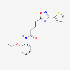 molecular formula C18H19N3O3S B7695124 N-(2-ethoxyphenyl)-4-(3-(thiophen-2-yl)-1,2,4-oxadiazol-5-yl)butanamide 