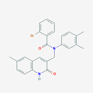 2-bromo-N-(3,4-dimethylphenyl)-N-((2-hydroxy-6-methylquinolin-3-yl)methyl)benzamide