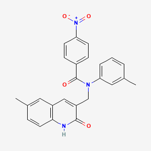 molecular formula C25H21N3O4 B7695144 N-((2-hydroxy-6-methylquinolin-3-yl)methyl)-4-nitro-N-(m-tolyl)benzamide 