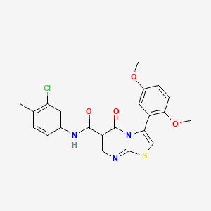 molecular formula C22H18ClN3O4S B7695159 N-[(4-chlorophenyl)methyl]-3-(2,5-dimethoxyphenyl)-5-oxo-5H-[1,3]thiazolo[3,2-a]pyrimidine-6-carboxamide 