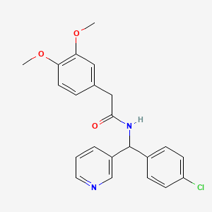 molecular formula C22H21ClN2O3 B7695168 N-((4-chlorophenyl)(pyridin-3-yl)methyl)-2-(3,4-dimethoxyphenyl)acetamide 
