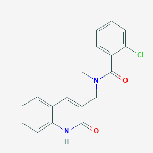 molecular formula C18H15ClN2O2 B7695175 2-chloro-N-((2-hydroxyquinolin-3-yl)methyl)-N-methylbenzamide 