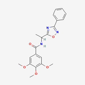 molecular formula C20H21N3O5 B7695188 3,4,5-trimethoxy-N-(1-(3-phenyl-1,2,4-oxadiazol-5-yl)ethyl)benzamide 