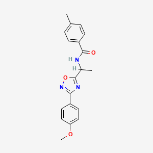 molecular formula C19H19N3O3 B7695206 N-(1-(3-(4-methoxyphenyl)-1,2,4-oxadiazol-5-yl)ethyl)-4-methylbenzamide 
