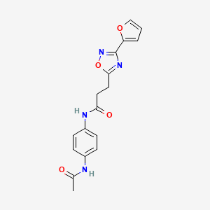 molecular formula C17H16N4O4 B7695252 N-(4-acetamidophenyl)-3-(3-(furan-2-yl)-1,2,4-oxadiazol-5-yl)propanamide 