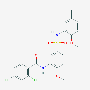 molecular formula C22H20Cl2N2O5S B7695258 2,4-dichloro-N-[2-methoxy-5-(morpholine-4-sulfonyl)phenyl]benzamide 