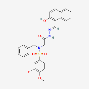 molecular formula C28H27N3O6S B7695275 (E)-N-benzyl-N-(2-(2-((2-hydroxynaphthalen-1-yl)methylene)hydrazinyl)-2-oxoethyl)-3,4-dimethoxybenzenesulfonamide 