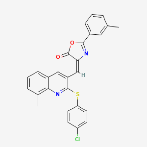 molecular formula C27H19ClN2O2S B7695300 (E)-4-((2-((4-chlorophenyl)thio)-8-methylquinolin-3-yl)methylene)-2-(m-tolyl)oxazol-5(4H)-one 
