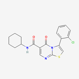 molecular formula C19H18ClN3O2S B7695315 N-cyclooctyl-3-(4-fluorophenyl)-5-oxo-5H-[1,3]thiazolo[3,2-a]pyrimidine-6-carboxamide 