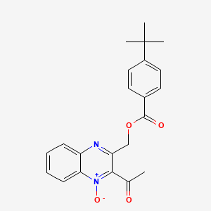 molecular formula C22H22N2O4 B7695328 2-acetyl-3-(((4-(tert-butyl)benzoyl)oxy)methyl)quinoxaline 1-oxide 