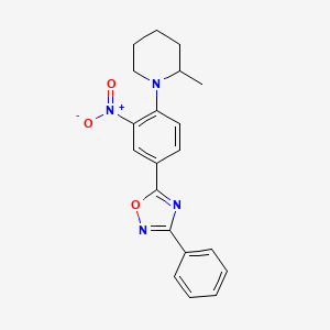 molecular formula C20H20N4O3 B7695332 5-(4-(2-methylpiperidin-1-yl)-3-nitrophenyl)-3-phenyl-1,2,4-oxadiazole 