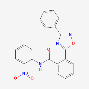 molecular formula C21H14N4O4 B7695364 N-(2-nitrophenyl)-2-(3-phenyl-1,2,4-oxadiazol-5-yl)benzamide 