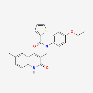 molecular formula C24H22N2O3S B7695373 N-(4-ethoxyphenyl)-N-((2-hydroxy-6-methylquinolin-3-yl)methyl)thiophene-2-carboxamide 