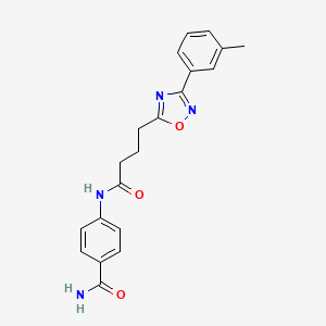 molecular formula C20H20N4O3 B7695420 4-(4-(3-(m-tolyl)-1,2,4-oxadiazol-5-yl)butanamido)benzamide 