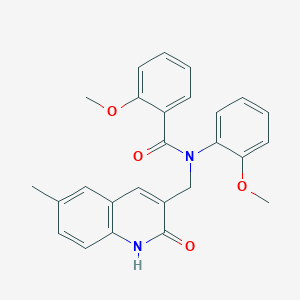 molecular formula C26H24N2O4 B7695425 N-((2-hydroxy-6-methylquinolin-3-yl)methyl)-2-methoxy-N-(2-methoxyphenyl)benzamide 
