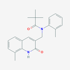 molecular formula C23H26N2O2 B7695440 N-((2-hydroxy-8-methylquinolin-3-yl)methyl)-N-(o-tolyl)pivalamide 