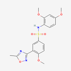 molecular formula C18H19N3O6S B7695458 N-(2,4-dimethoxyphenyl)-4-methoxy-3-(5-methyl-1,2,4-oxadiazol-3-yl)benzenesulfonamide 