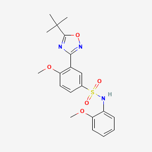 molecular formula C20H23N3O5S B7695489 3-(5-(tert-butyl)-1,2,4-oxadiazol-3-yl)-4-methoxy-N-(2-methoxyphenyl)benzenesulfonamide 