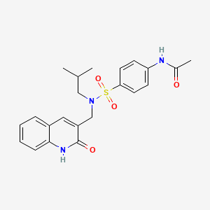 molecular formula C22H25N3O4S B7695493 N-(4-(N-((2-hydroxyquinolin-3-yl)methyl)-N-isobutylsulfamoyl)phenyl)acetamide 