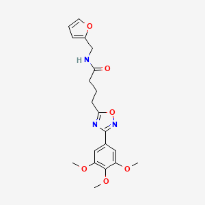 molecular formula C20H23N3O6 B7695515 N-(furan-2-ylmethyl)-4-(3-(3,4,5-trimethoxyphenyl)-1,2,4-oxadiazol-5-yl)butanamide 