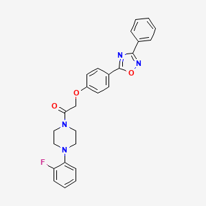 molecular formula C26H23FN4O3 B7695545 1-(4-(2-fluorophenyl)piperazin-1-yl)-2-(4-(3-phenyl-1,2,4-oxadiazol-5-yl)phenoxy)ethanone 