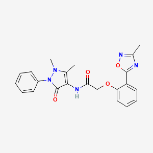molecular formula C22H21N5O4 B7695574 N-(1,5-dimethyl-3-oxo-2-phenyl-2,3-dihydro-1H-pyrazol-4-yl)-2-(2-(3-methyl-1,2,4-oxadiazol-5-yl)phenoxy)acetamide 