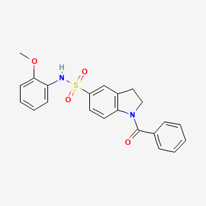 molecular formula C22H20N2O4S B7695577 1-benzoyl-N-(2-methoxyphenyl)indoline-5-sulfonamide 