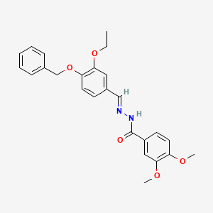 molecular formula C25H26N2O5 B7695581 N'-[(E)-(2H-1,3-benzodioxol-5-yl)methylidene]-3,4-dimethoxybenzohydrazide 