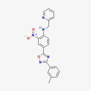 molecular formula C21H17N5O3 B7695590 2-nitro-N-(pyridin-2-ylmethyl)-4-(3-(m-tolyl)-1,2,4-oxadiazol-5-yl)aniline 