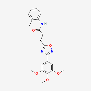 molecular formula C21H23N3O5 B7695593 N-(o-tolyl)-3-(3-(3,4,5-trimethoxyphenyl)-1,2,4-oxadiazol-5-yl)propanamide 