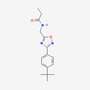 molecular formula C16H21N3O2 B7695595 N-((3-(4-(tert-butyl)phenyl)-1,2,4-oxadiazol-5-yl)methyl)propionamide 