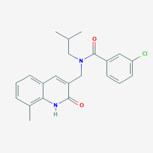molecular formula C22H23ClN2O2 B7695598 3-chloro-N-((2-hydroxy-8-methylquinolin-3-yl)methyl)-N-isobutylbenzamide 