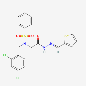 molecular formula C20H17Cl2N3O3S2 B7696489 (E)-N-(2,4-dichlorobenzyl)-N-(2-oxo-2-(2-(thiophen-2-ylmethylene)hydrazinyl)ethyl)benzenesulfonamide 