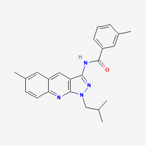 molecular formula C23H24N4O B7696500 N-(1-isobutyl-6-methyl-1H-pyrazolo[3,4-b]quinolin-3-yl)-3-methylbenzamide 