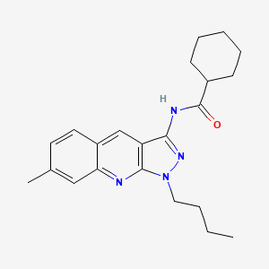 molecular formula C22H28N4O B7696522 N-(1-butyl-7-methyl-1H-pyrazolo[3,4-b]quinolin-3-yl)cyclohexanecarboxamide 