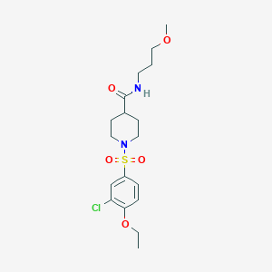 molecular formula C18H27ClN2O5S B7696566 1-(3-chloro-4-methoxybenzenesulfonyl)-N-(2,4-dimethoxyphenyl)piperidine-4-carboxamide 