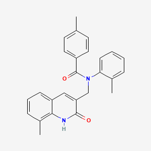 molecular formula C26H24N2O2 B7696570 N-((2-hydroxy-8-methylquinolin-3-yl)methyl)-4-methyl-N-(o-tolyl)benzamide 