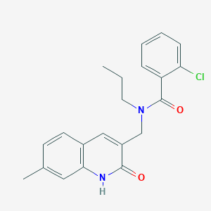 molecular formula C21H21ClN2O2 B7696574 2-chloro-N-((2-hydroxy-7-methylquinolin-3-yl)methyl)-N-propylbenzamide 