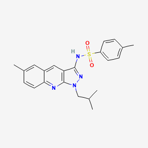 molecular formula C22H24N4O2S B7696601 N-(1-isobutyl-6-methyl-1H-pyrazolo[3,4-b]quinolin-3-yl)-4-methylbenzenesulfonamide 