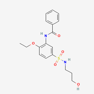 molecular formula C18H22N2O5S B7696611 N-(2-ethoxy-5-(N-(3-hydroxypropyl)sulfamoyl)phenyl)benzamide 